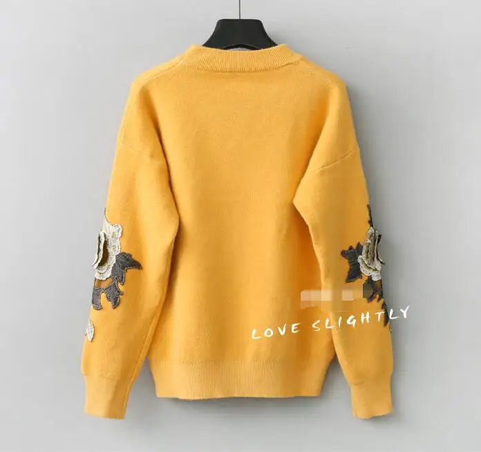 Rlyaeiz Korean Sweater Women 2018 Autumn Winter Fashion Floral Embroidery Warm Pullover Knitwear Loose Woman Knitted Sweaters | Женская