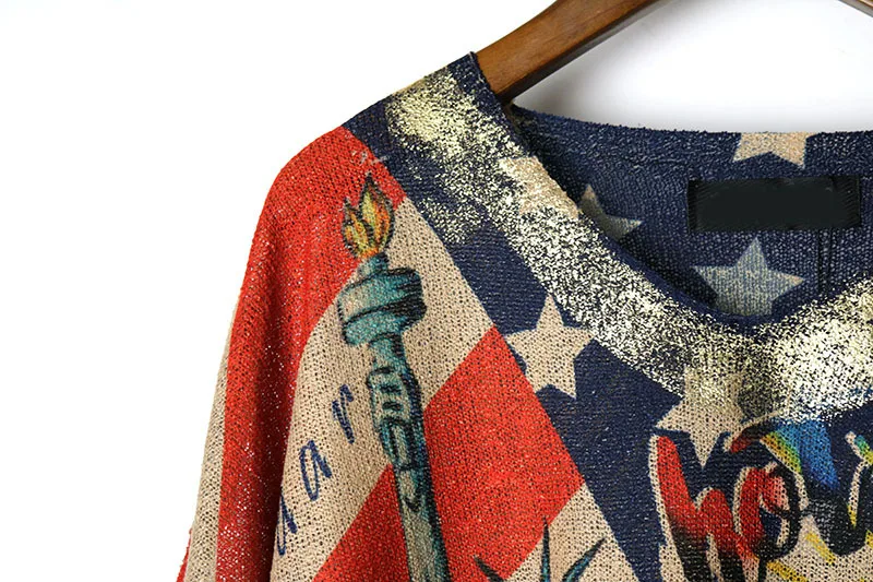 Fashion Cool Vintage American flag Harajuku Punk shirt women Ropa Mujer streetwear skateboard camiseta Loose plus Camouflage | Женская