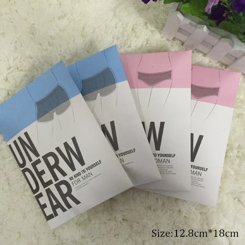 

Underwear Packaging Paper Bag, Cardboard paper packaging, Undergarment packaging Blue Pink 12.8cm *18cm 50PCS