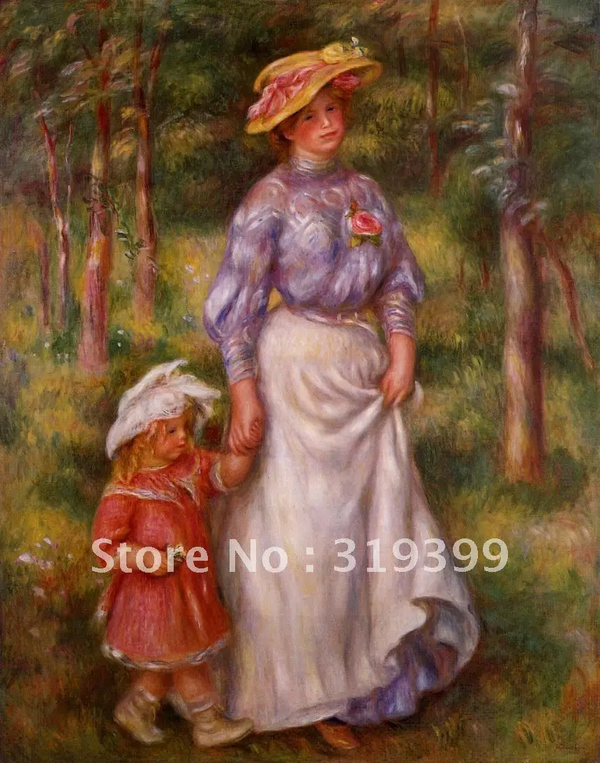 Oil Painting Reproduction on linen canvas la promenade by pierre auguste renoir Free Fedex Shipping handmade Museum quality | Дом и сад