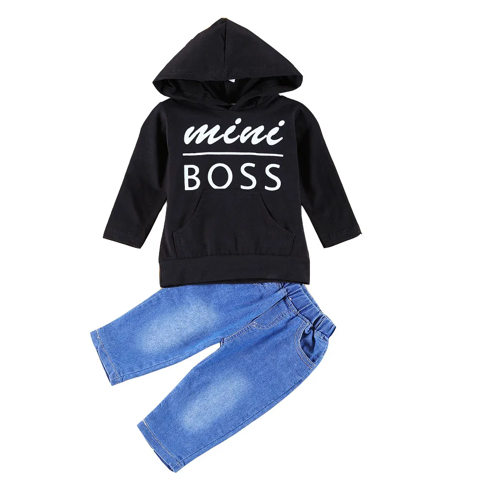 Одежда для маленьких мальчиков топы с капюшоном и надписью Mini Boss новорожденных