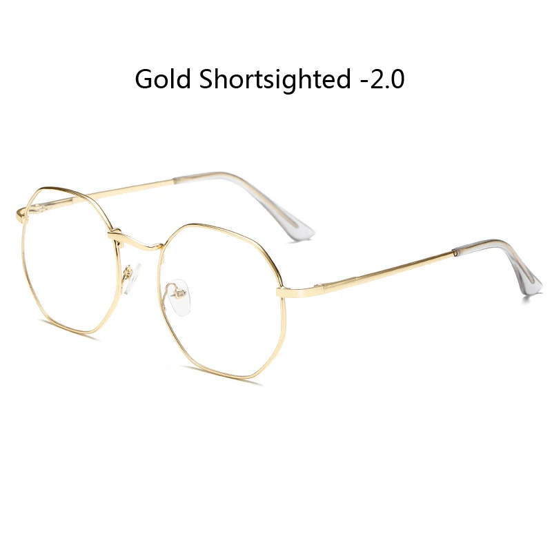 gold myopia 2.0 Zilead металлический полигон Fnished очки для близорукости прозрачные близорукие очки для дальнозоркости с Diopter-1.0to-4.0 для женщин и мужчин - Цвет оправы: gold myopia 2.0