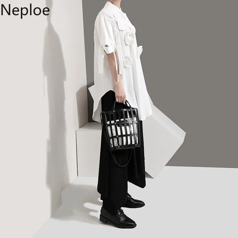 Neploe однотонные рубашки женские летние 2019 Новое поступление отложной воротник
