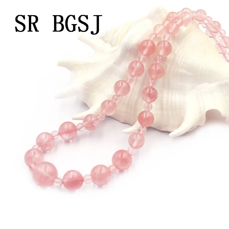 Free Shipping 4-12mm Cherry Quartz Graduated Natural Gems Genuine Stone Beads Adjustable Women Necklace 18&quot | Украшения и