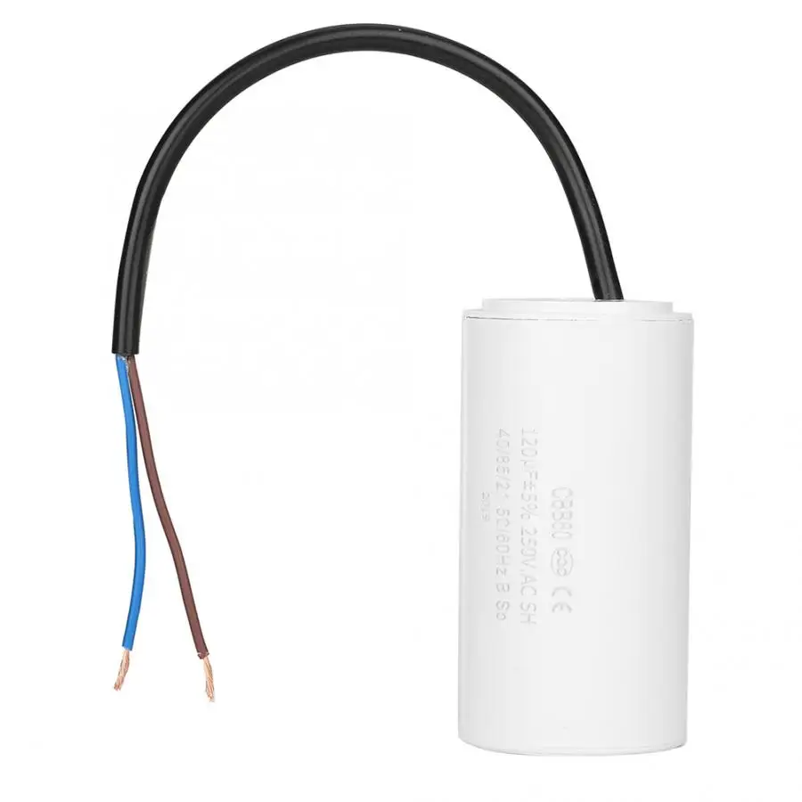 CBB60 250V AC 120 мкФ 50/60Hz конденсатор с проводным выводом для воздушного компрессора