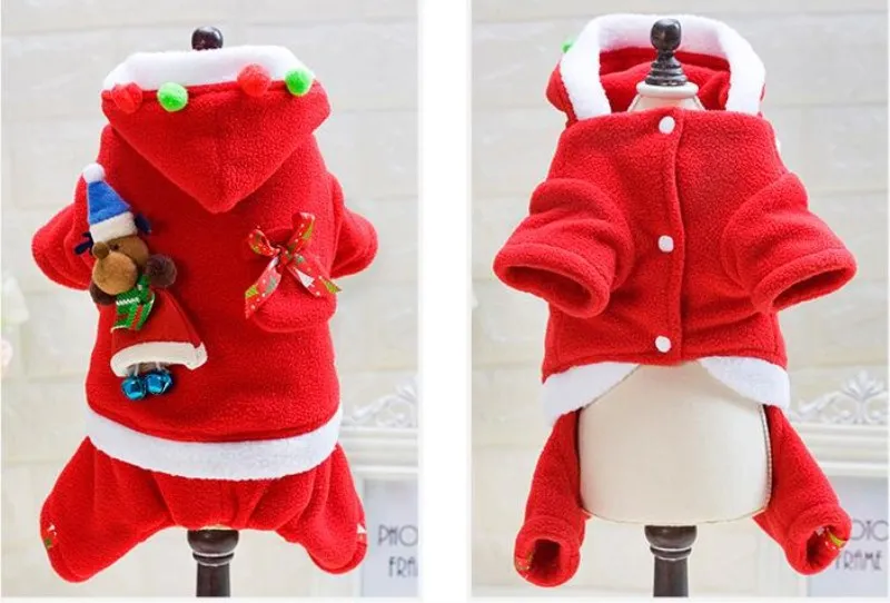 PUPISHE 2018 Pet Dog Cat Christmas Clothes Santa Claus Costume Winter Coat Apparel Suit with Cap | Дом и сад