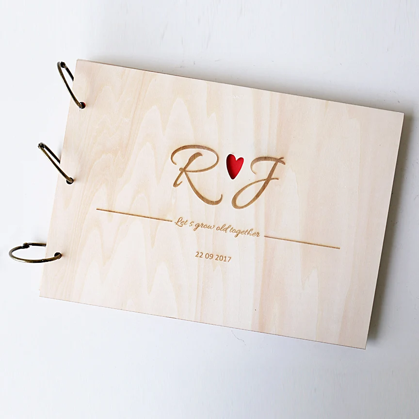 Гостевая книга в форме сердца Свадебная с вашими инициалами искусственная