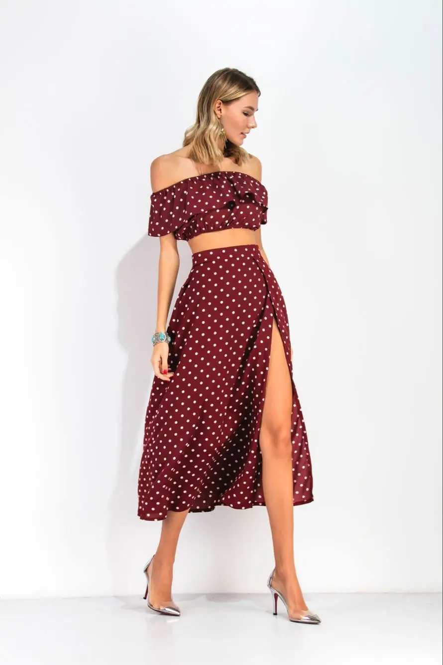 Женский винтажный комплект из 2 предметов Красная Шифоновая Блузка с открытыми