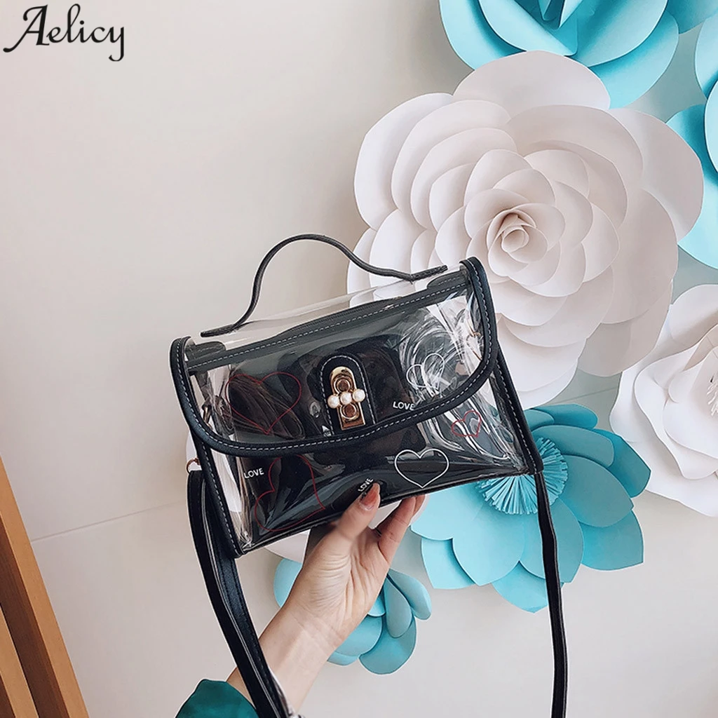 Aelicy Женская модная прозрачная сумка-мессенджер для девочек, Дамская универсальная желеобразная сумка через плечо,, стильная сумка через плечо