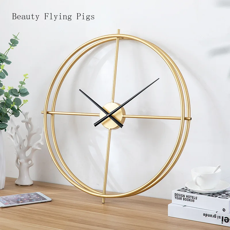 Modern silent wall clock living room bedroom quartz home decoration clocks light luxury metal wrought iron clock free shipping