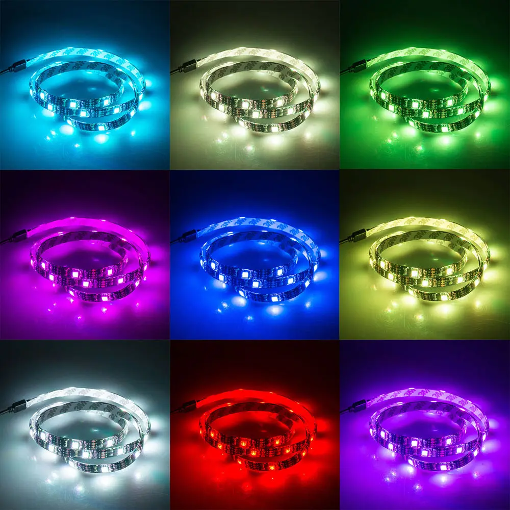 USB Светодиодная лента RGB SMD 5050 гибкие лампы для ноутбука телевизора фоновое
