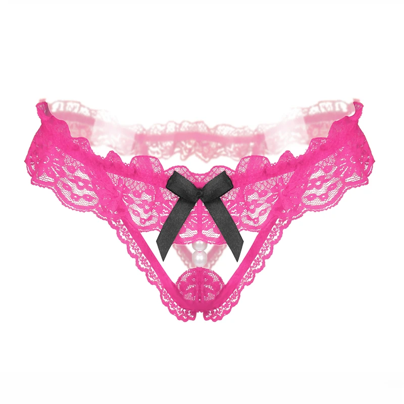 AIIOU Sexy Panties Women Bikini Thongs G-string Lace Underwear Lingerie Bowknot Knickers Floral Embroidery Erotic T-Back Thong