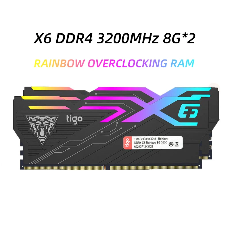 X6 Rainbow DDR4 3200 МГц 16 Гб(8 Гб* 2) игровая память для рабочего стола 288Pin 1,35 в XMP 2,0 ram RGB разгонная Память ram
