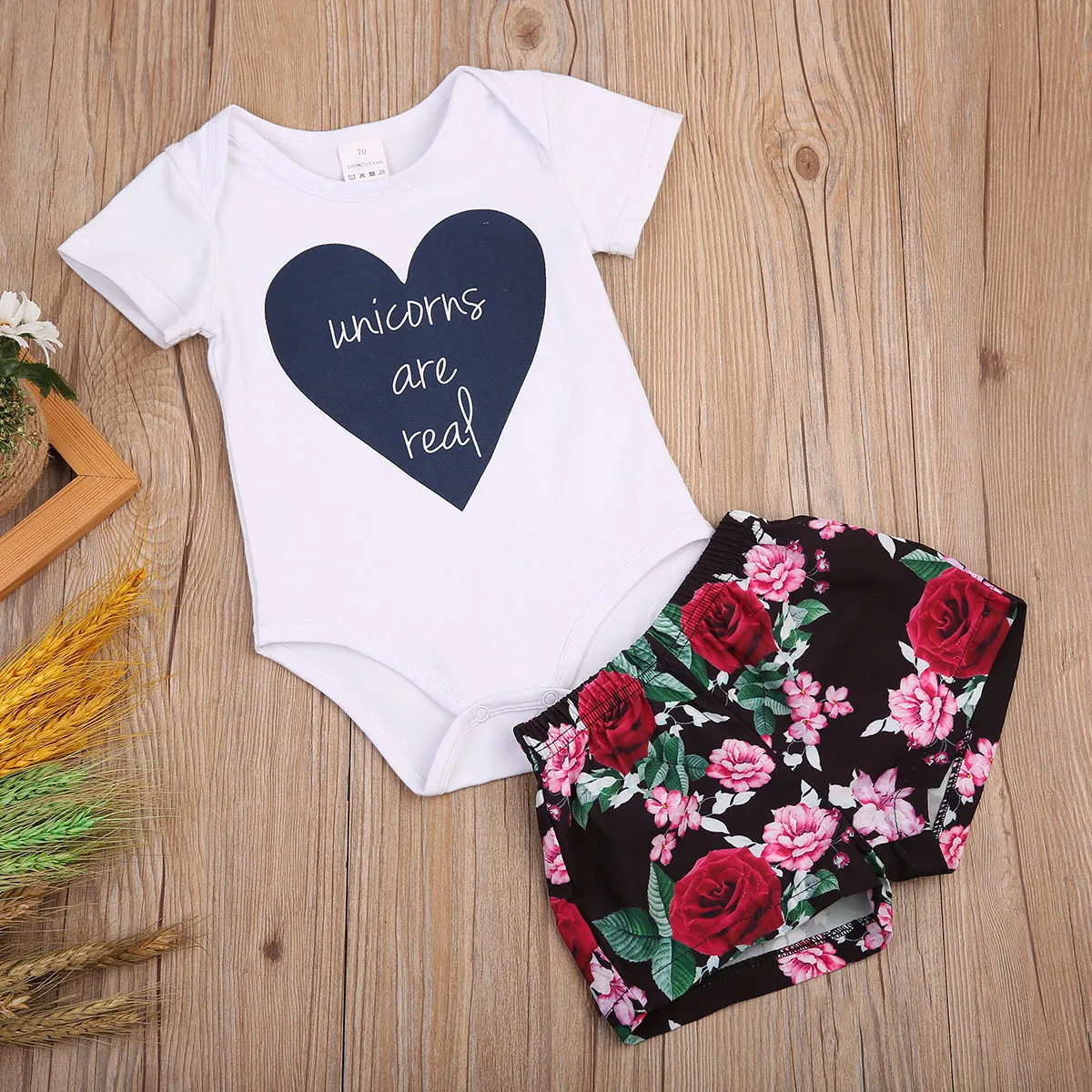 Комплекты комбинезонов для новорожденных Летний комбинезон с короткими