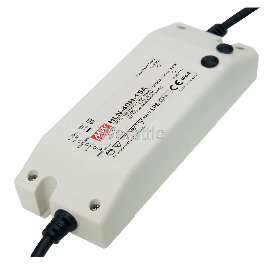 

MEAN WELL original HLN-40H-15A 15V 2.67A HLN-40H 15V 40W Блок питания для светодиодного драйвера с регулировкой яркости типа A Водонепроницаемый IP65