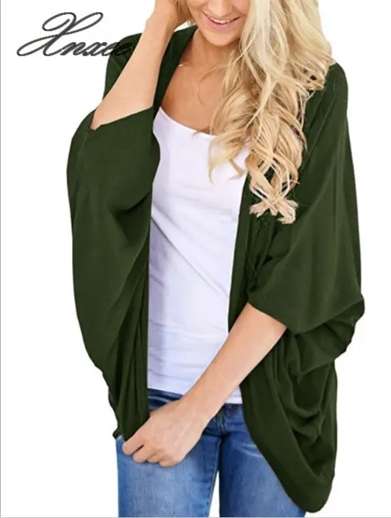 

2020 hot lady loose bat sleeve solid color cardigan