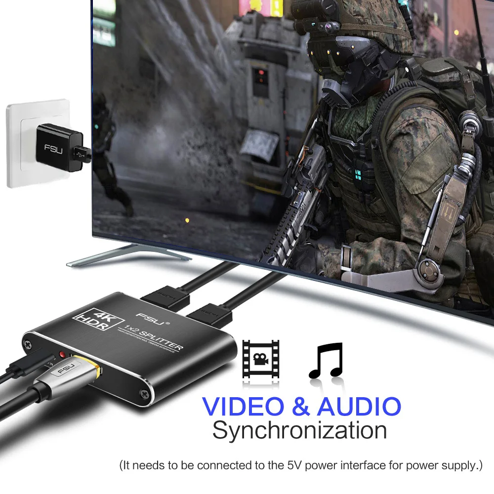 FSU HDCP 4K HDMI Split ter Full HD видео адаптер 1X2 1 в 2 Out усилитель двойной дисплей для HDTV DVD PS3