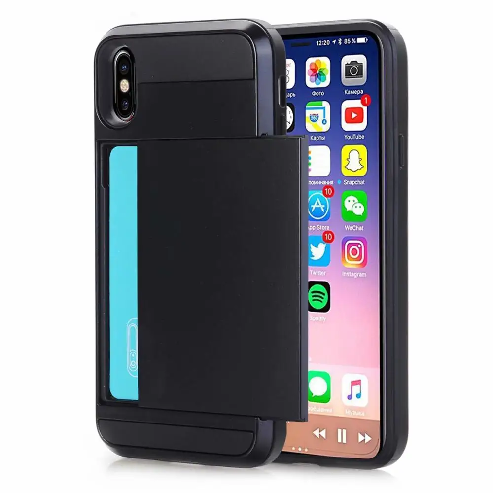 Гибридный армированный чехол из ТПУ для iPhone XS Max XR X чехол-бумажник Samsung S10 Plus Note 9