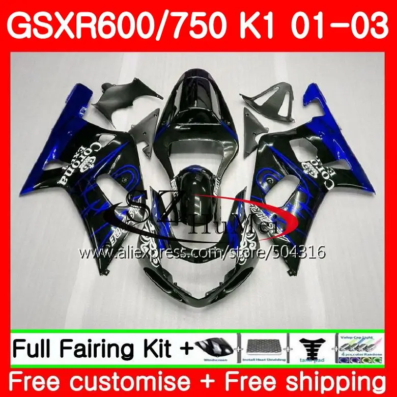 

Body For SUZUKI GSX-R600 GSXR 600 GSXR 750 01 03 GSX-R750 Blue sale 29SH14 K1 GSXR750 01 02 03 GSXR600 2001 2002 2003 Fairing