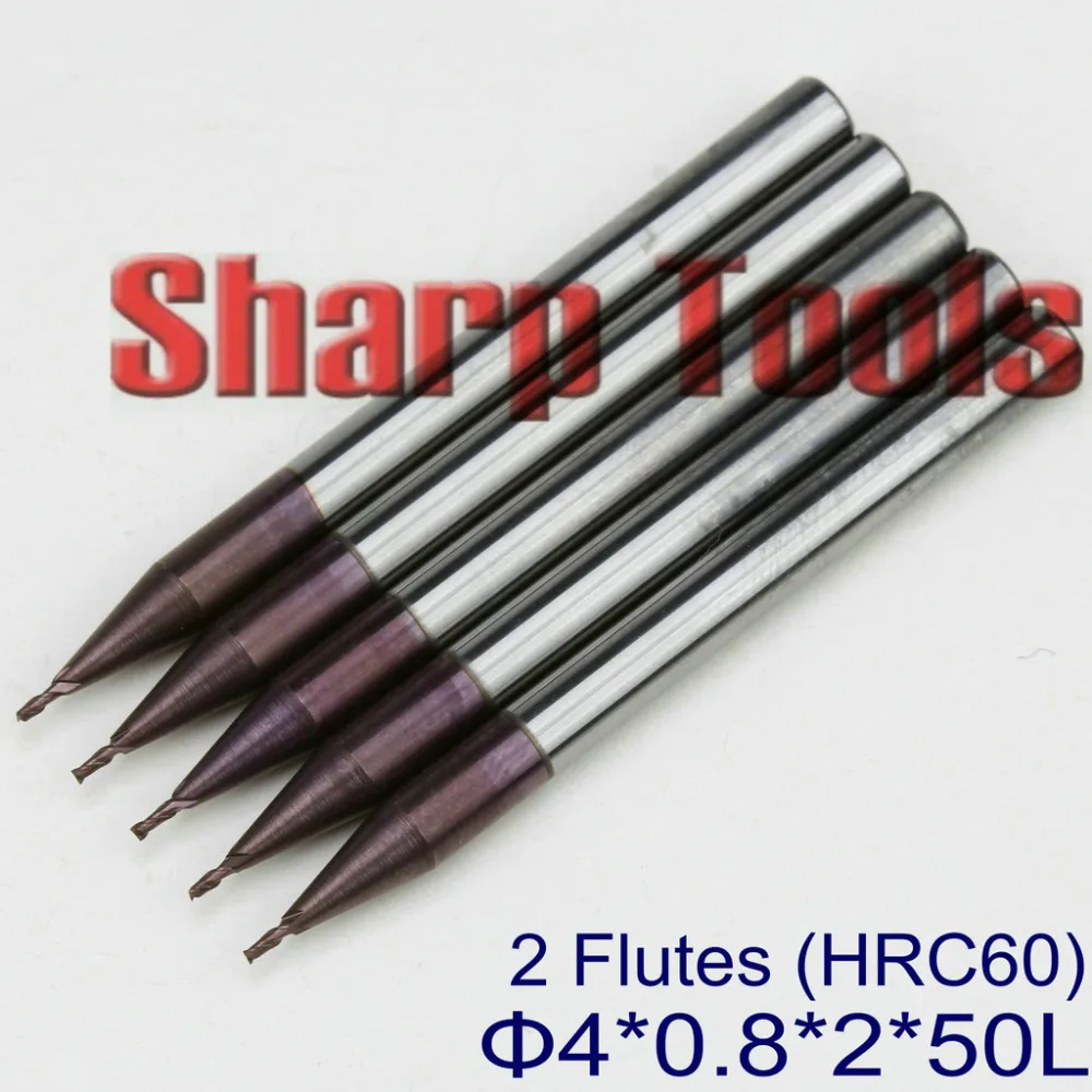 

4*0.8*2MM HRC60 2 Flute Tungsten Milling Cutters Carbide Router Tools,Micro End Mill Bits CNC Router Cutters for Steel Machining