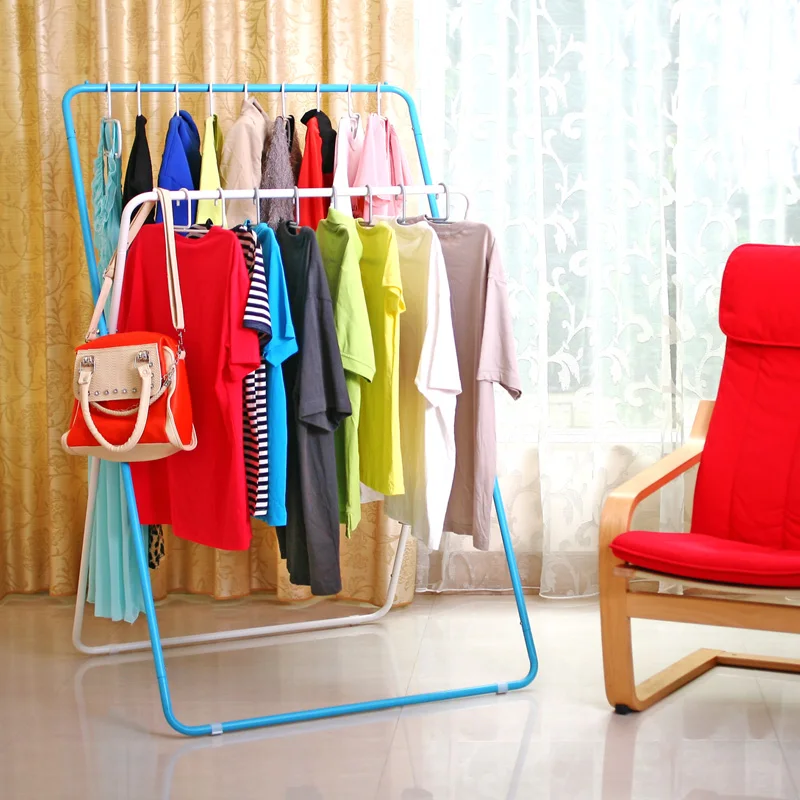 Вешалка для одежды из кованого железа двухполюсный стеллаж типа X дома и