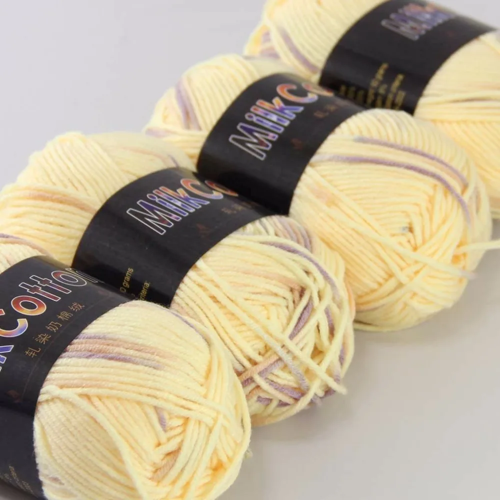 Multi Color 4Skeinsx50g Soft Cotton Wool DIY Socks Scarf Knitwear Wrap Kraft yarn Orange yellow 2075-13 | Дом и сад