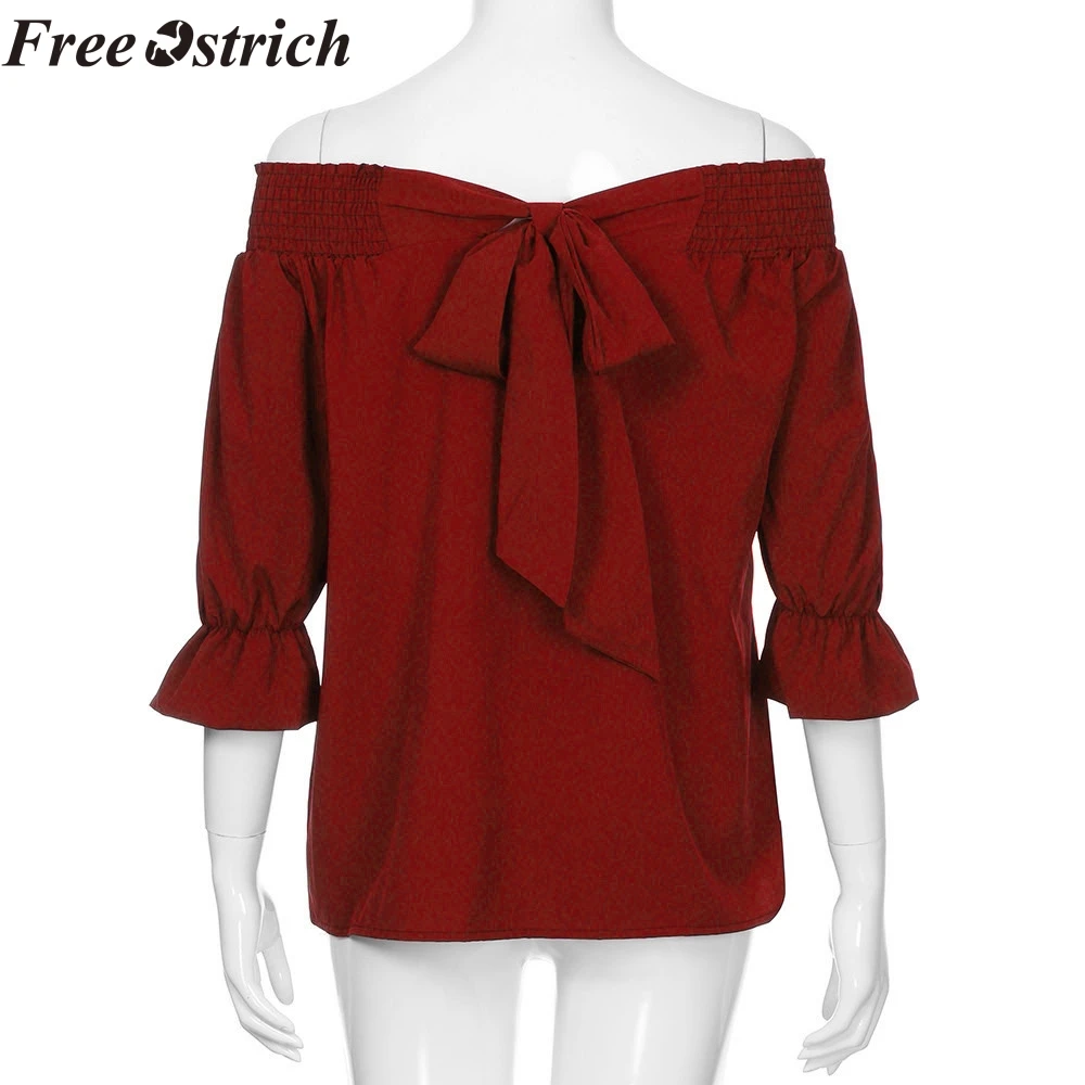 Свободный Повседневный бандажный Топ с длинным рукавом и большим бантом |