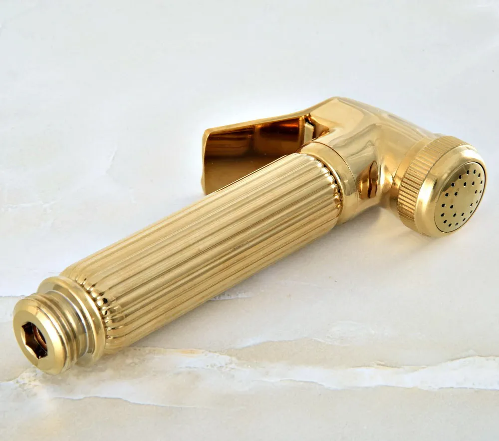 

Luxury Polished Gold Color Brass Hand-Held Bathroom/Toilet Shower Head Bidet Spray / Bathroom Accessory (Standard 1/2") mhh050