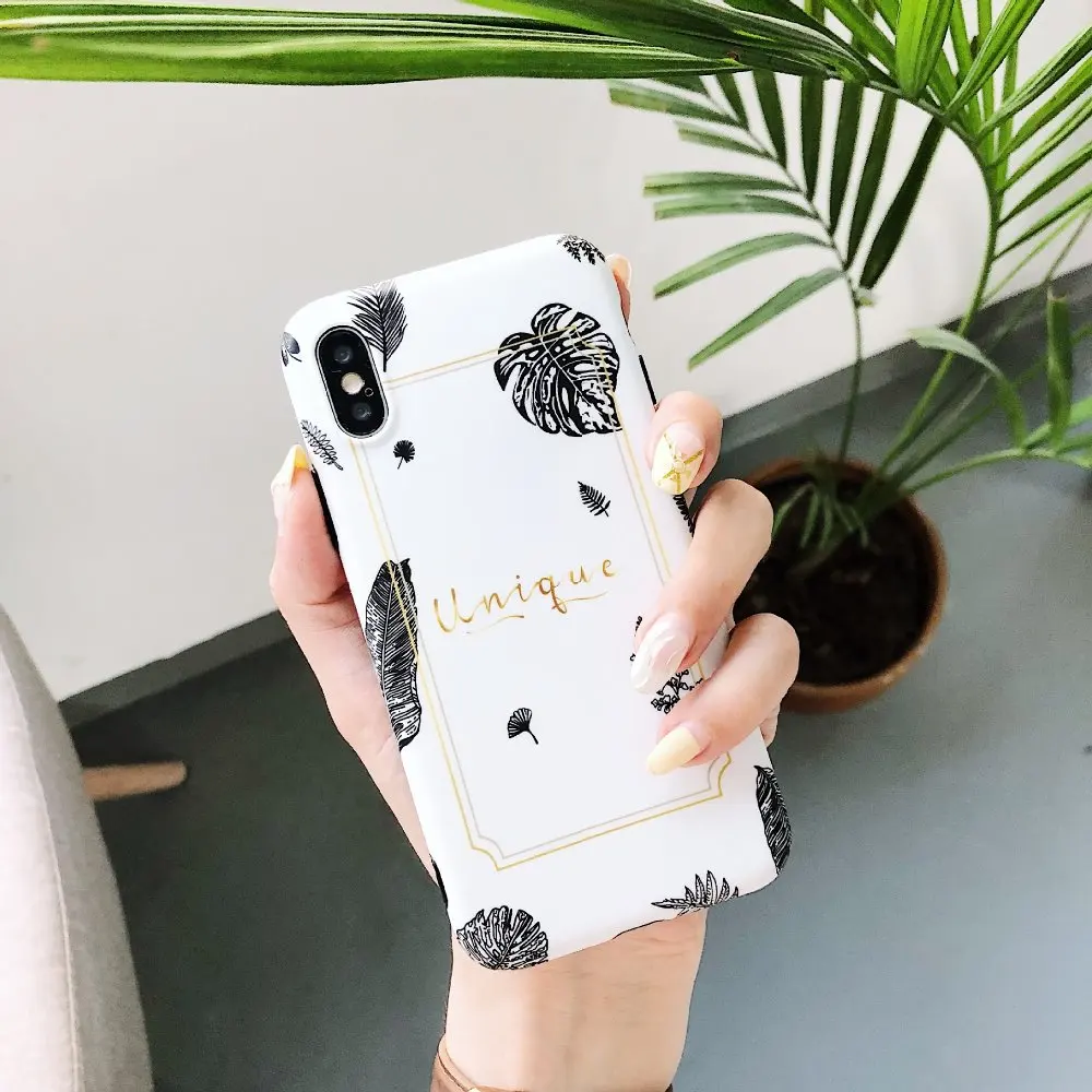 PGSD Мода простота письмо Ретро иллюстрация серого растения листья мягкий чехол