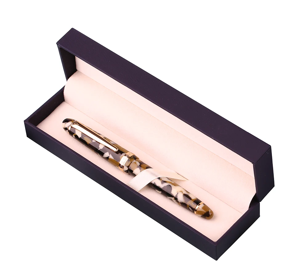 

Moonman S3 Acrylic Resin Fountain Pen Art Brown Iridium Extra Fine / Fine Nib 0.38 / 0.5mm Writing Ink Pens Gold Trim Gift Pen