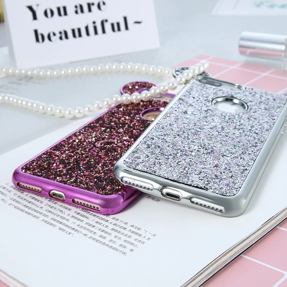 Чехол KISSCASE с блестящими пайетками для iPhone X 10 милый роскошный блестящий чехол