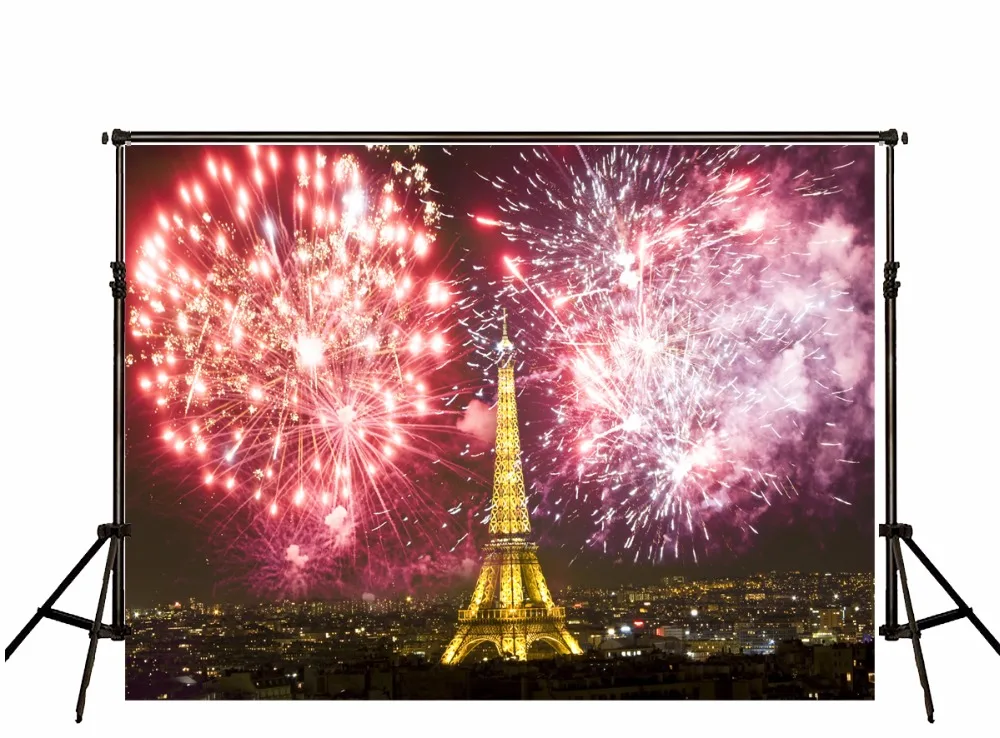 

VinylBDS 5X7FT Eiffel Tower Wedding Backdrops Photography Fireworks Photography Studio Backgrounds Backdrops Valentine Backdrop