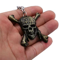 hsic 10pcslot wholesale pirates of the caribbean keychain jack sparrow skeleton key chain chaveiro skull keychain men jewelry h