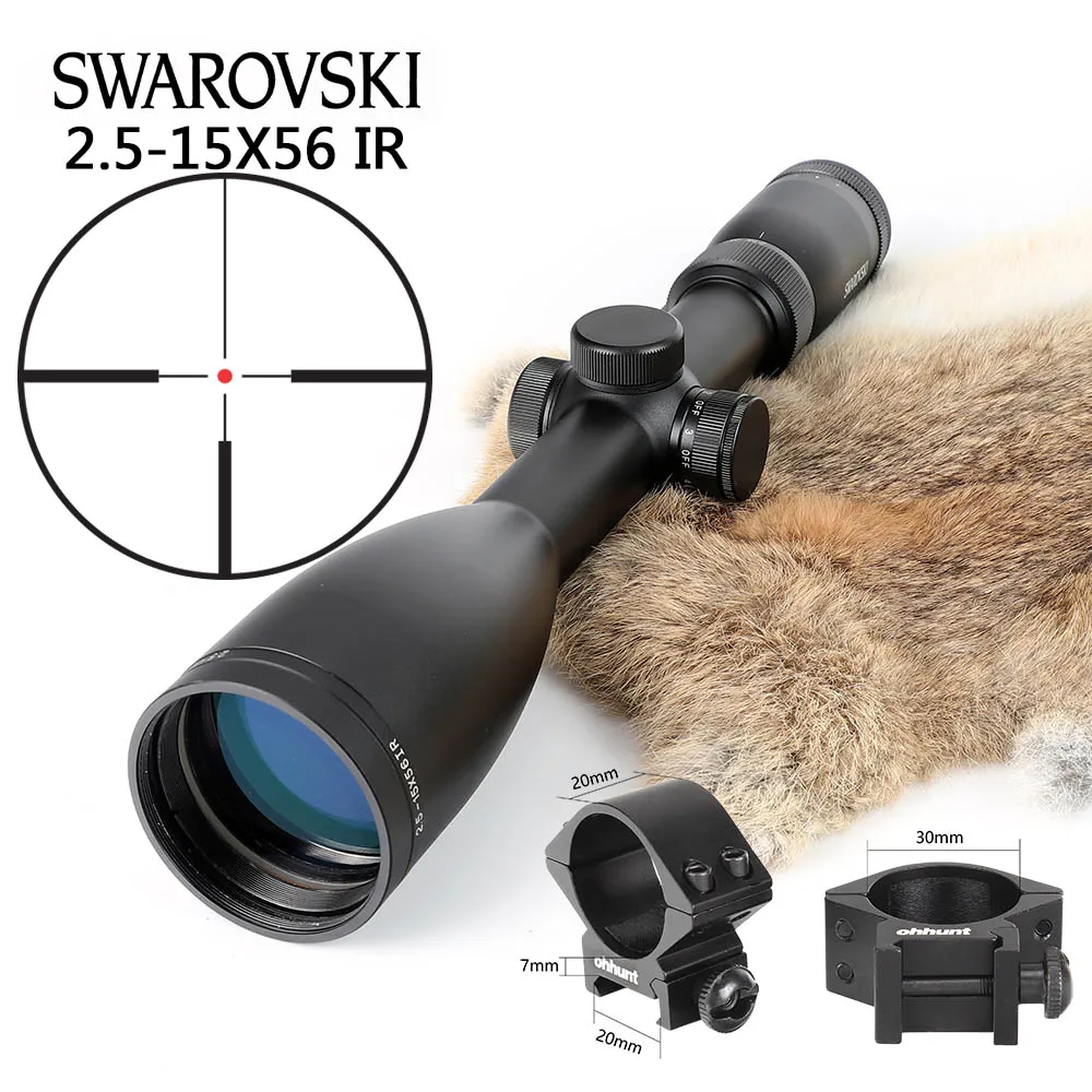 Имитация Swarovskl 2,5-15x56 IRZ3 прицел F15 красная точка сетка Охотничья винтовка прицелы Сделано в Китае - Цвет: with Picatinny Rings