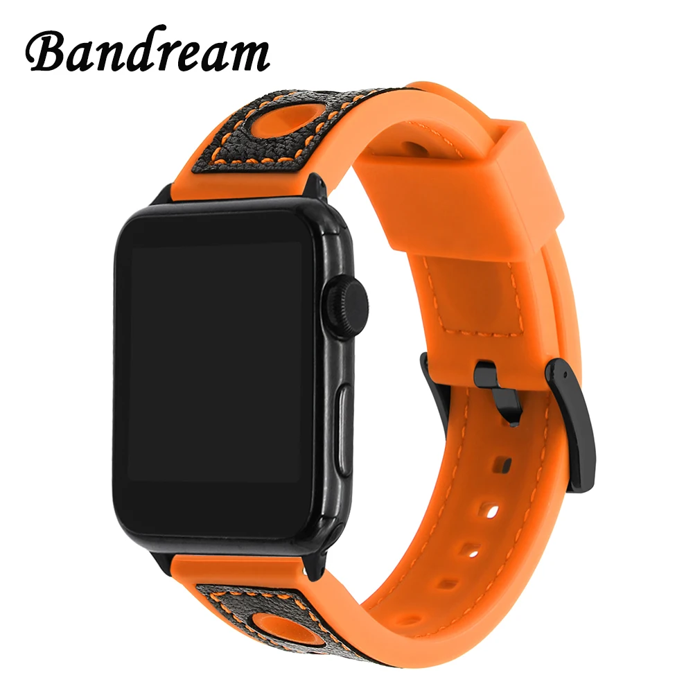 Ремешок из натуральной кожи и силикона для часов iWatch Apple Watch SE 38 мм 40 42 44 Series 6 5 4 3 2 1