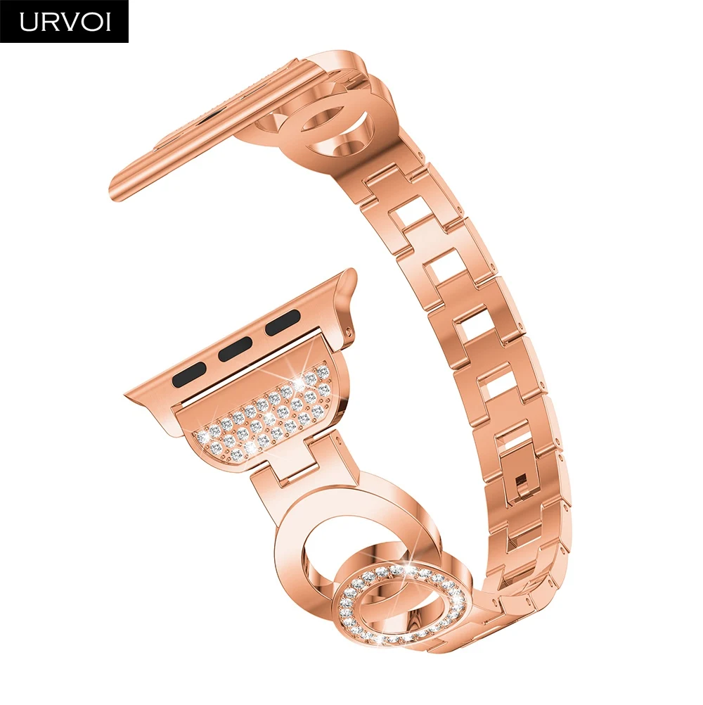 Браслет URVOI для apple watch series 5 4 32 Модный сверкающий браслет девушек с цирконием и