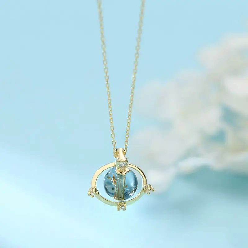 Silvology 925 Sterling Silver Colored Glass Necklace Blue Crystal Universe Japan Style Pendant For Women 2019 Jewelry |