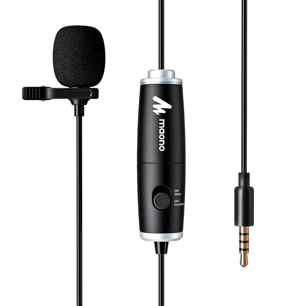 

MAONO AU101 Lavalier Microphone Omnidirectional Condenser Microphone Hands Free Clip on Lapel Mic for Podcast Computer DSLR Cam