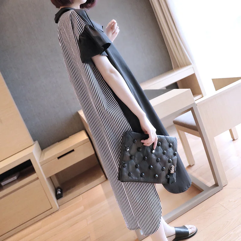 

Fashion striped shirt female 2019 spring new women's long section irregular shirt dress summer