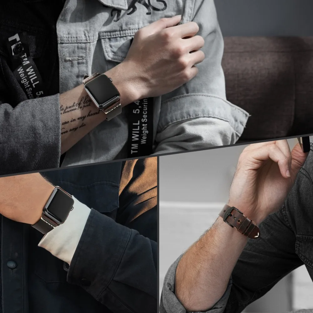 Аксессуары для часов MAIKES из натуральной коровьей кожи браслетов Apple Watch 42 мм 38