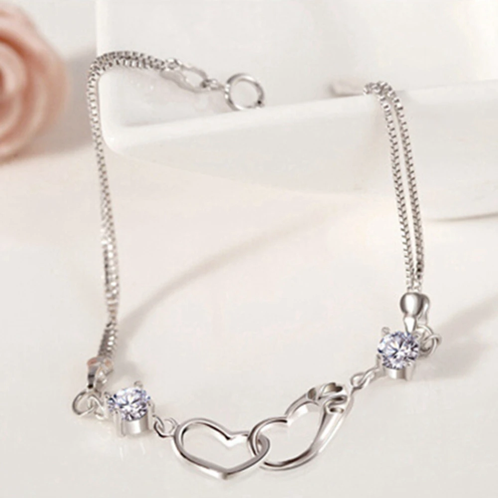 Женский браслет из серебра 925 пробы с подвеской в виде сердца|jewelry desk|bracelet metaljewelry