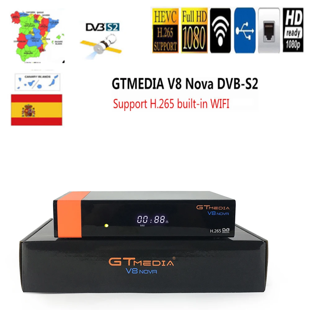 Приемное устройство Gtmedia V8 NOVA HD 1080P DVB S2 Встроенный Wi Fi модем V9 супер цифра