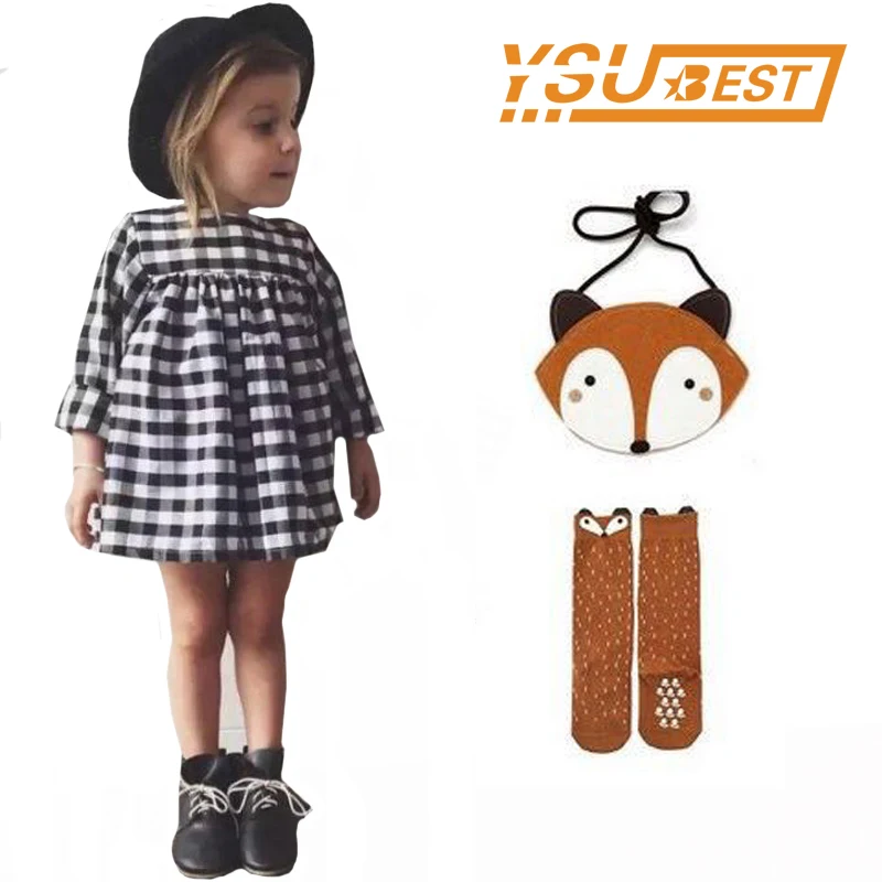 Платье для маленьких девочек в клетку с длинными рукавами детские платья