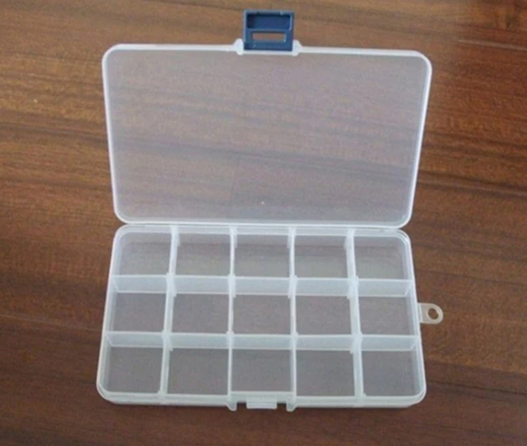 

1PC 15 Case Sheet Of Transparent Plastic Storage Box Nail Jewelry Box + Fast Shipping