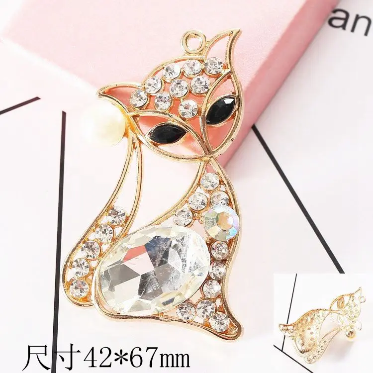 DoDower brand 5pc 4 color gem fox key chain pendant lady handbag handset DIY accessories metal | Украшения и аксессуары