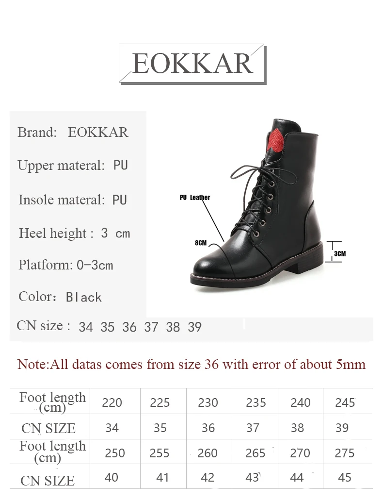 Eokkar 2019 новые модные женские ботильоны в уличном стиле черные зимние ботинки из