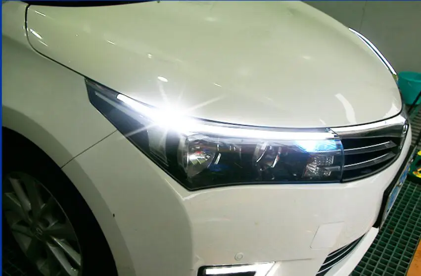 Автомобильный Стайлинг для altis corolla, Дневной светильник,~ /~ лет, автомобильные аксессуары, СВЕТОДИОДНЫЙ DRL corolla, головной светильник с желтым поворотом