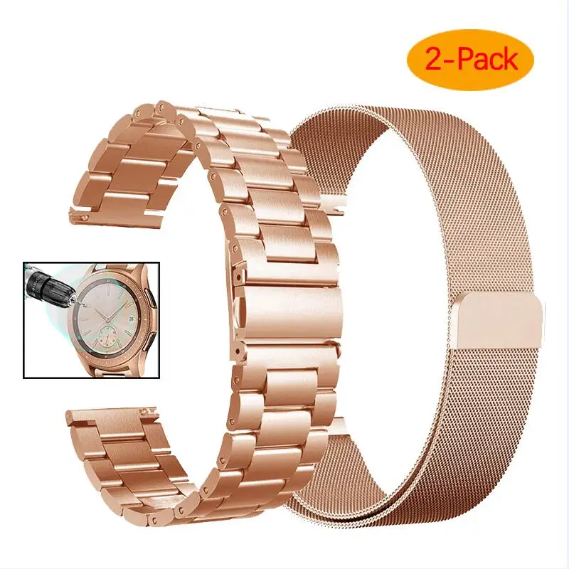rose gold rose gold Galaxy Watch 42 мм, 46 мм, ремешок 20 мм, 22 мм, Миланская петля, ремешок из нержавеющей стали для samsung Galaxy Watch, активный ремешок Galaxy S3 - Цвет ремешка: rose gold rose gold