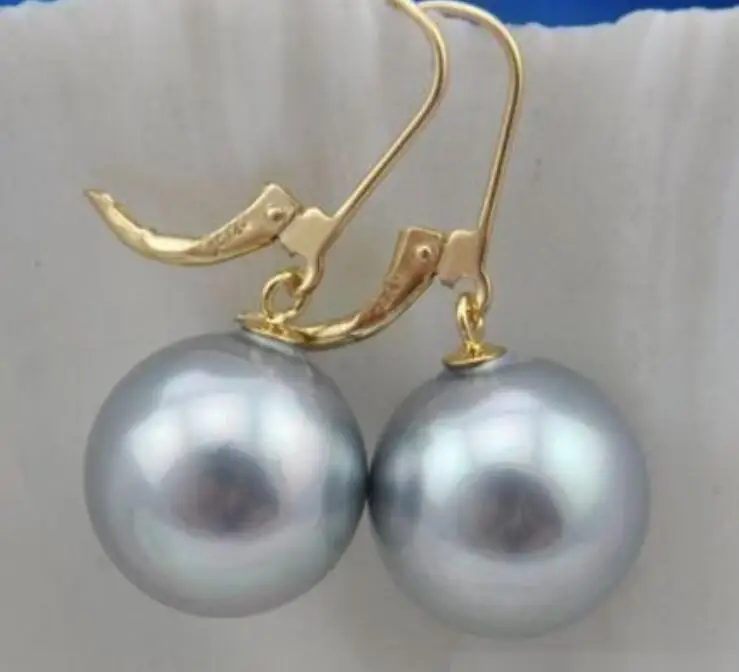 

Truly Perfect 15-16mm South Sea Gray Shell Pearl Earring JEWERLY yellow Gold