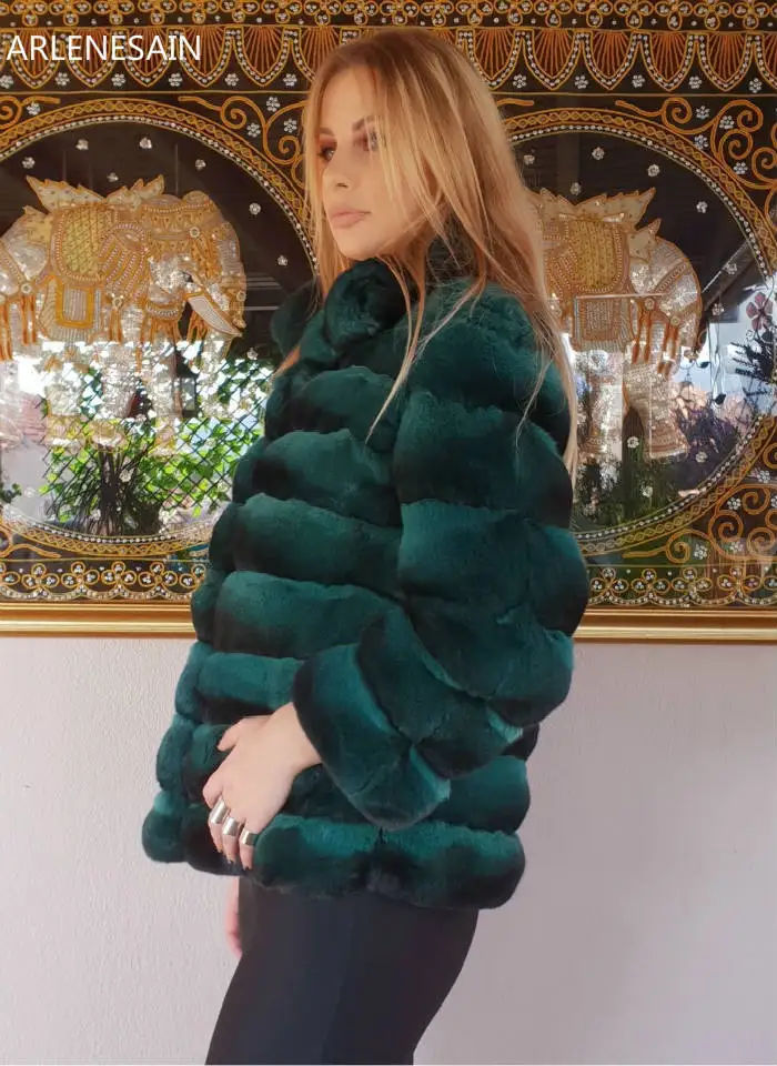 Arlenesain custom 2019 new fashion luxury royal expensive splendid high quality chinchilla fur women coat | Женская одежда